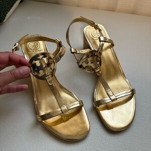 Tory Burch Gold Heeled Sandals